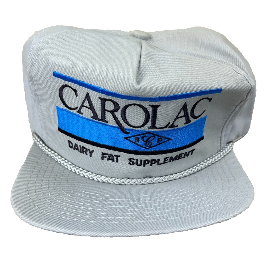 Vintage Carolac Trucker Hat Cap Snapback Made In USA Rope 80s 90s Farm Dairy BE